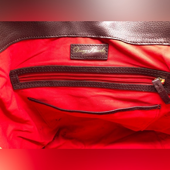 Dooney & Bourke Belvedere Logo Lock Tote Burgundy Pebbled Leather Maroon Red - Picture 13 of 16